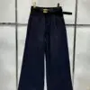 CHANEL Women's Blue Solid Parallel Jeans
