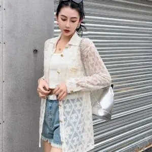 CHANEL Lace Embroidery Cardigan Jacket for Women