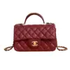 Chanel Mini Flap Bag with Top Handle gold-tone metal