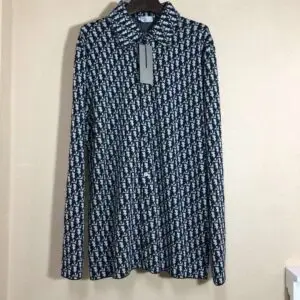 DIOR Printed Cotton Blue Shirt