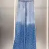 GUCCI Casablanca Silk Wide Leg Blue Pants For Women