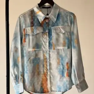 LOUSE VUITTON Blue Marble Print Flare Shirt For Men