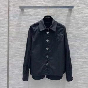 LOUIS VUITTON Black Collar Party Wear Shirt for Men