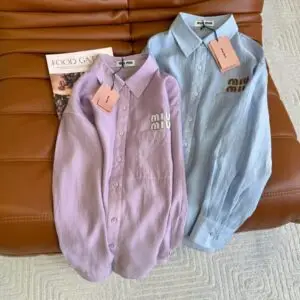 MIU MIU Women's Striped Beige Shirt