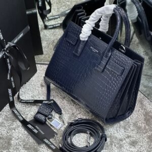 Saint Laurent Crocodile Embossed Leather Bag