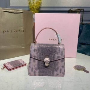 Design Serpenti Forever Crossbody Top Handle Bag 18cm in Karung Skin Pink - Dubai Fashion LUX