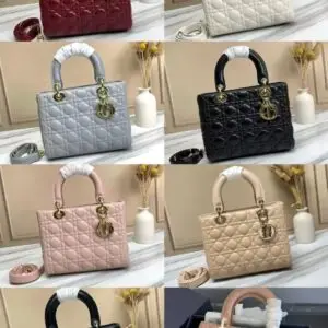 DIOR Grey Lambskin Medium Lady Bag