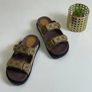 GUCCI Bulk Embroidered Canvas Platform Sandals