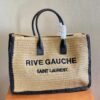 RIVE GAUCHE TOTE BAG IN RAFFIA AND LEATHER - Dubai Fashion LUX